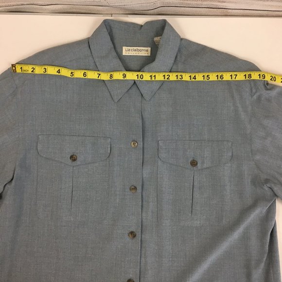 VTG Liz Claiborne Collection Blue Long Sleeve Blouse 90s - Picture 10 of 14